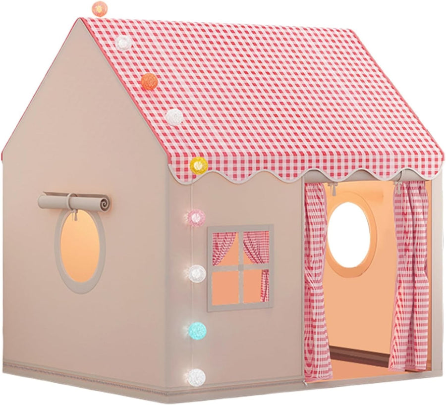 Large Kids Indoor Play Tent w Lights Mat Window Toddler Playhouse