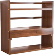 3-Tier Bamboo Desktop Hutch Bookshelf Organizer w/ Drawer 66cm