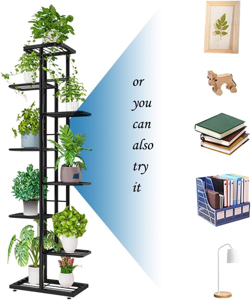 8 Tier Metal Tall Plant Stand Indoor Outdoor Flower Pot Display Rack