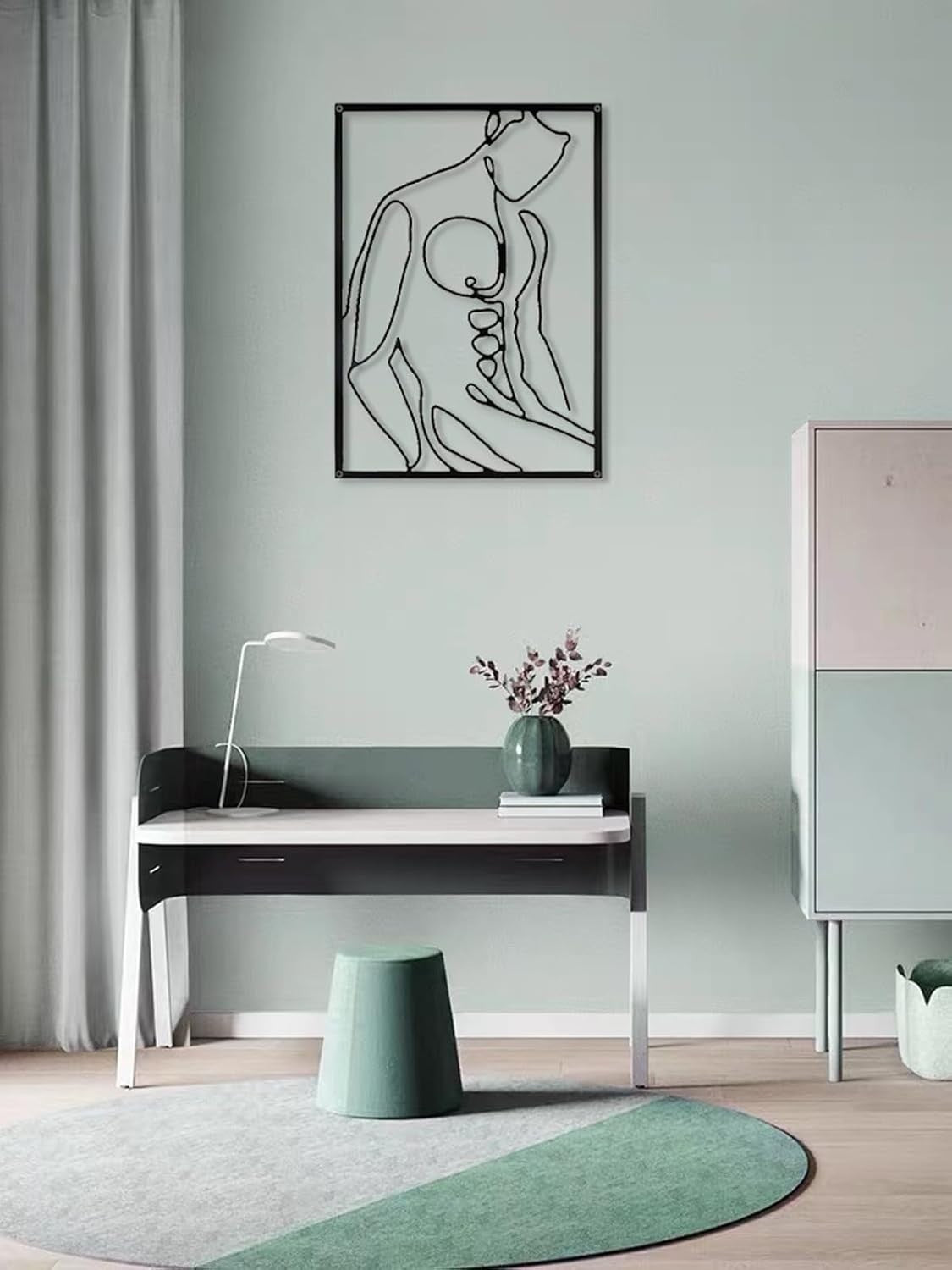 3Pc Black Metal Wall Art Modern Minimalist Line Decor Bedroom Living