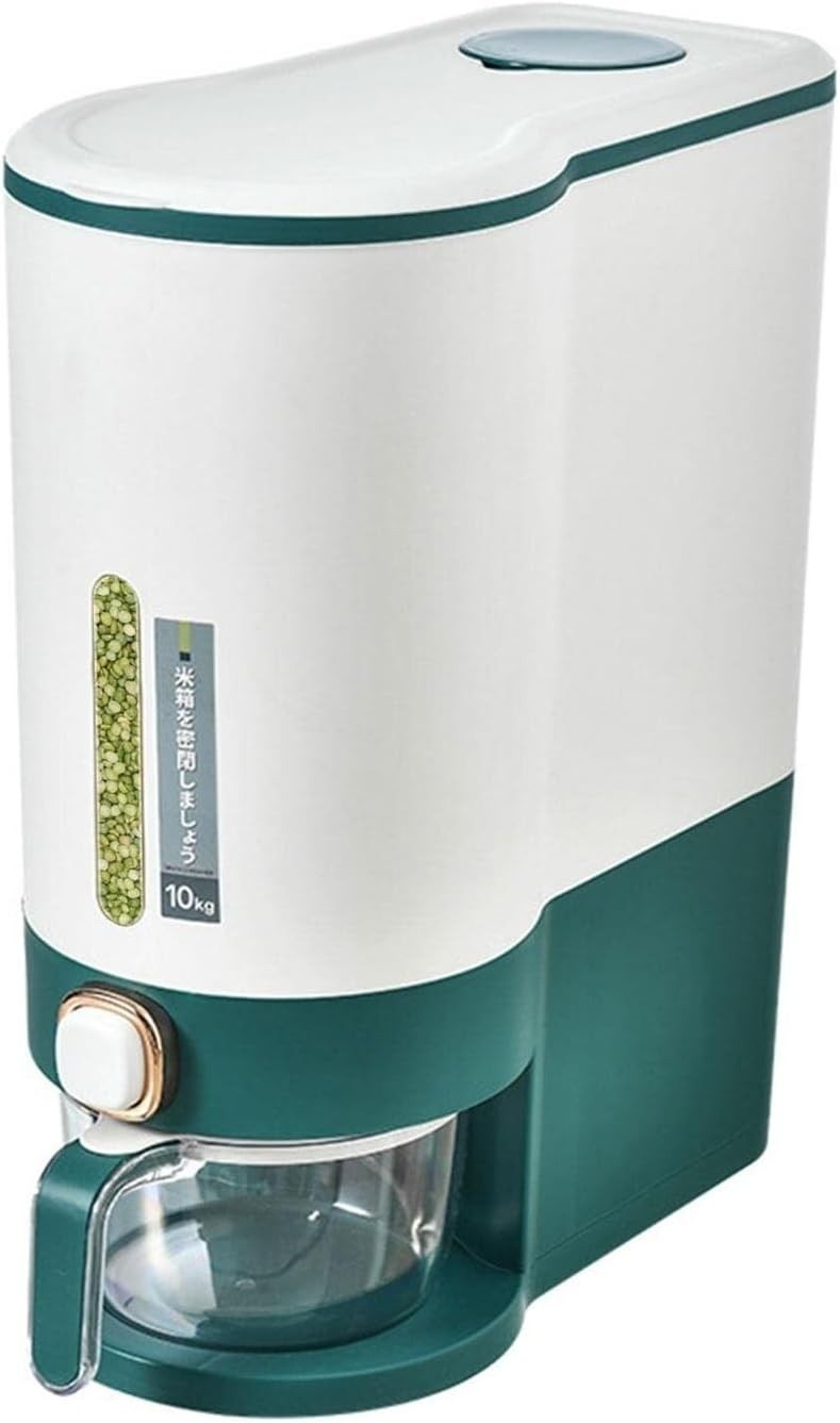 10KG Rice Storage Container One Touch Dispenser Airtight Grain Bin