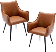 Set of 2 PU Leather Armchairs Retro Dining Lounge Tub Chairs Metal Legs
