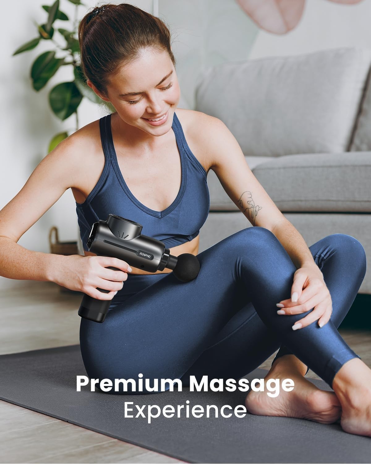 Mini Heated Massage Gun Deep Tissue Muscle Relaxer 5 Heads Quiet Portable