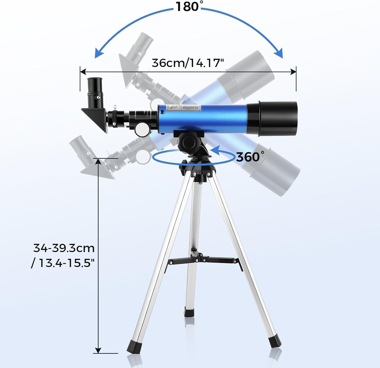Cowiewie Kids Telescope, 50mm 360mm Refractor with Tripod & Eyepieces