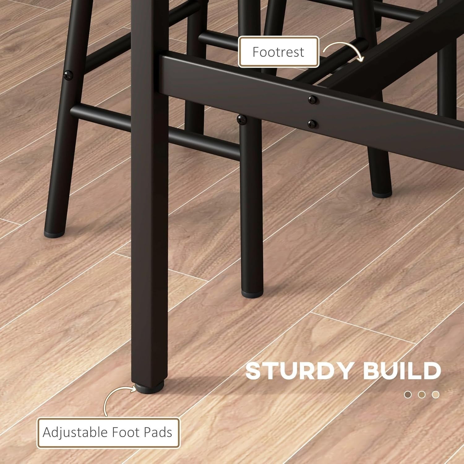 5-Piece Bar Table Set with 4 Stools, Rustic Brown Space-Saving Dining Set