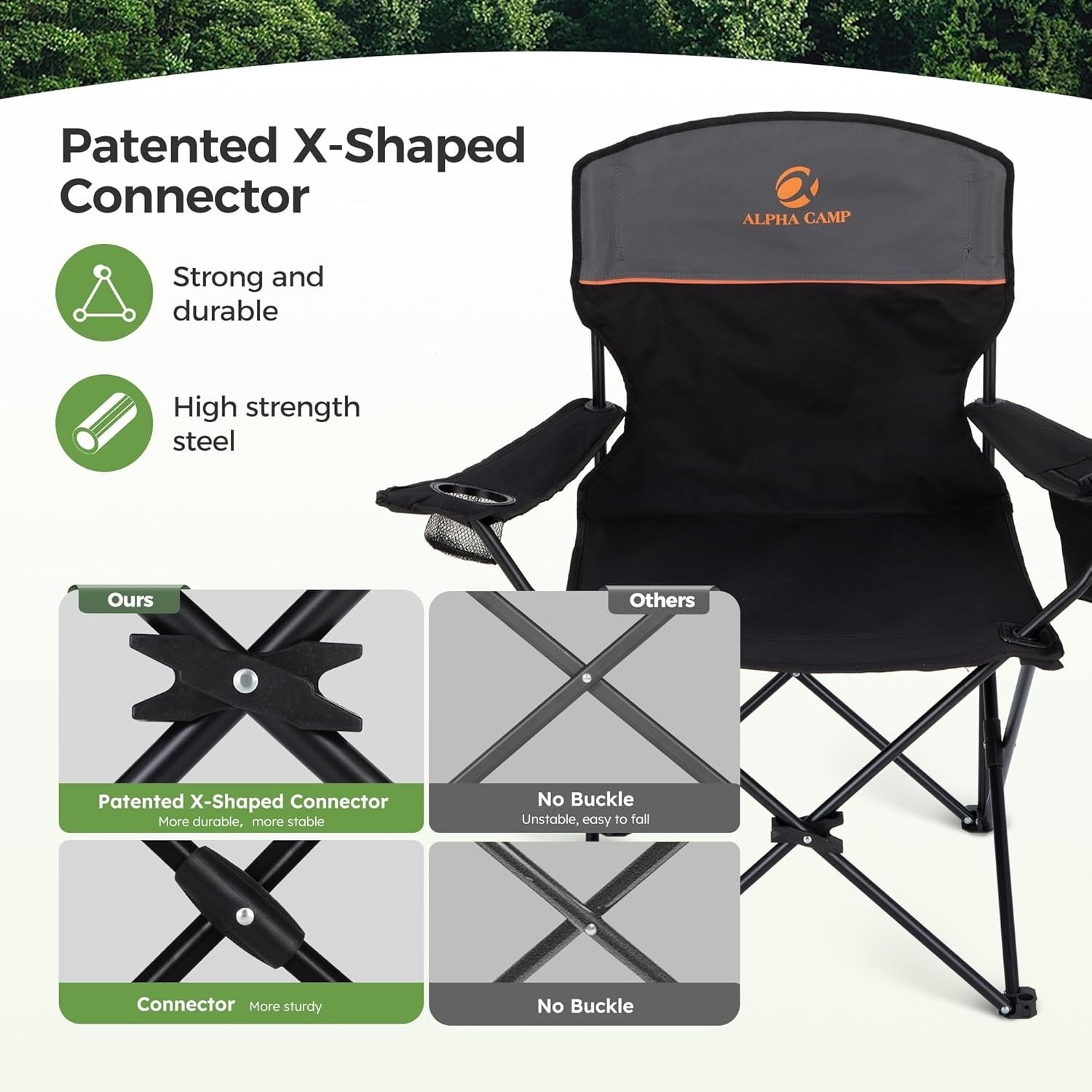 Lightweight Portable Camping Chairs 2-Pack with Cooler & Storage Pockets