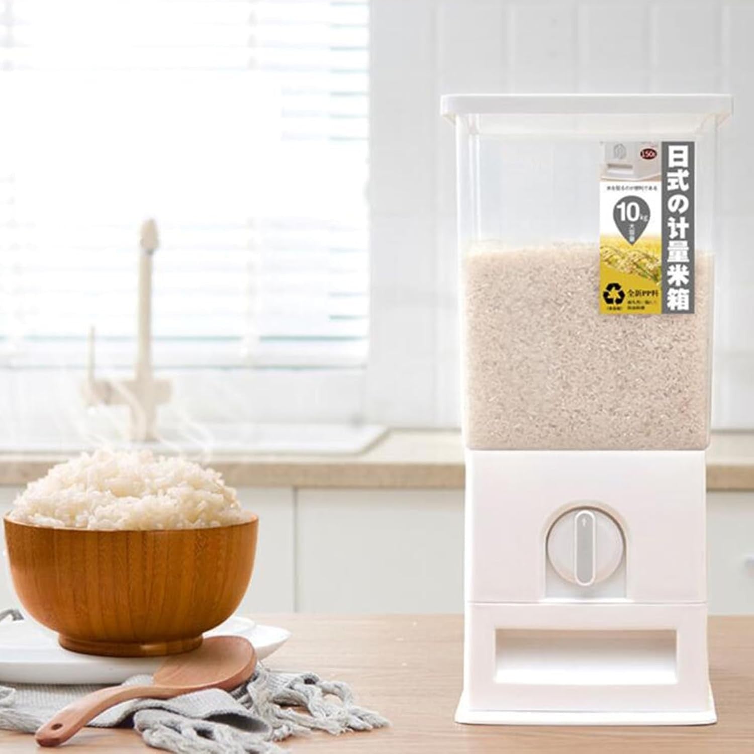 10KG Multifunction Rice Dispenser Dry Food Storage Container Airtight Bin