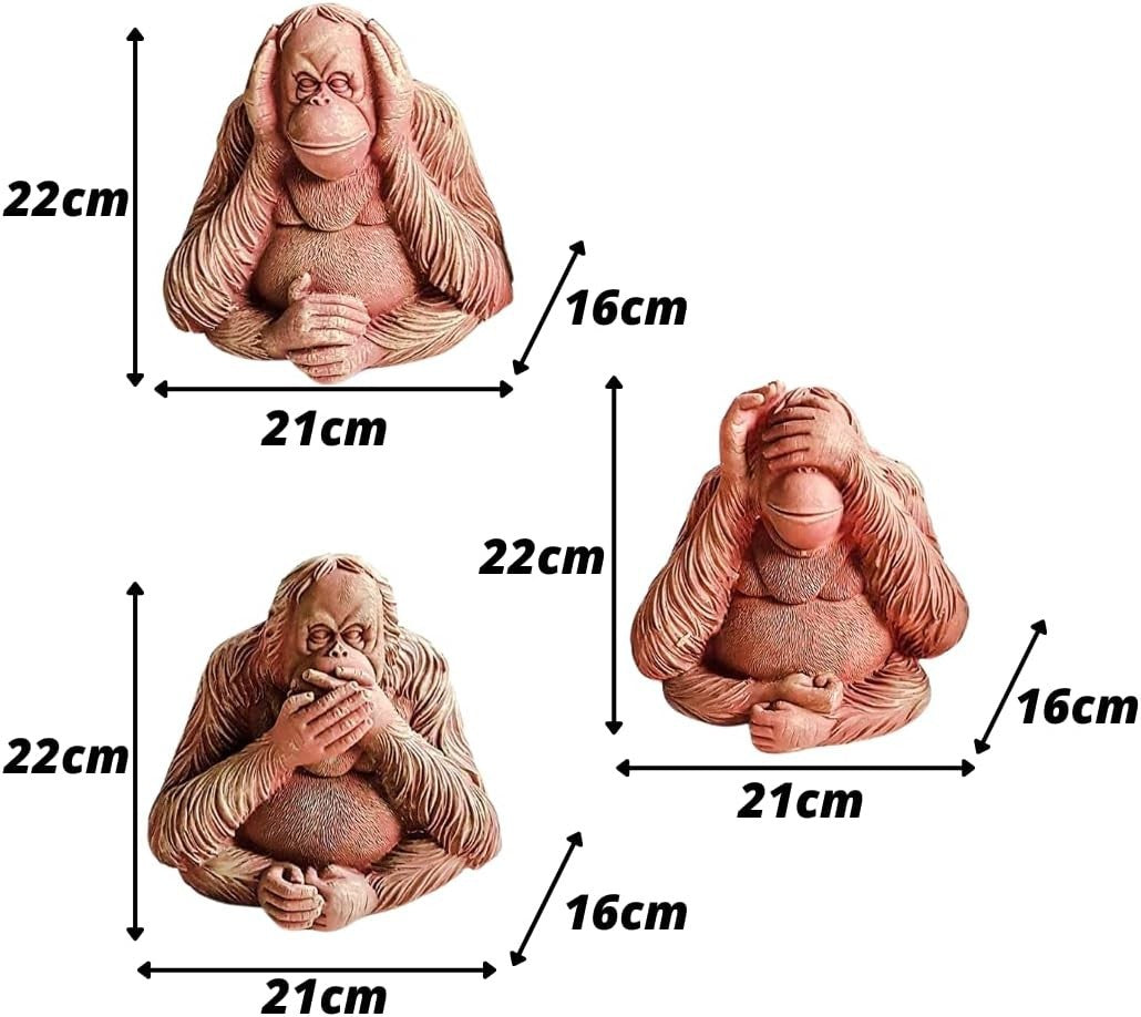 Large Wise Monkeys Garden Ornaments Set – Hear No Speak No See No Evil Statues
