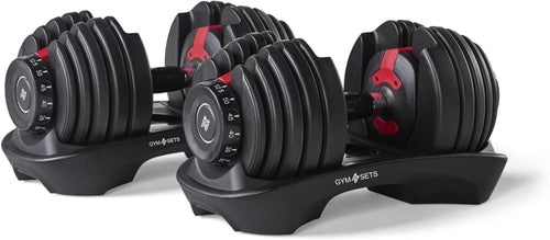 Adjustable Dumbbells Pair 2×24KG Dial System Space Saving Home Gym