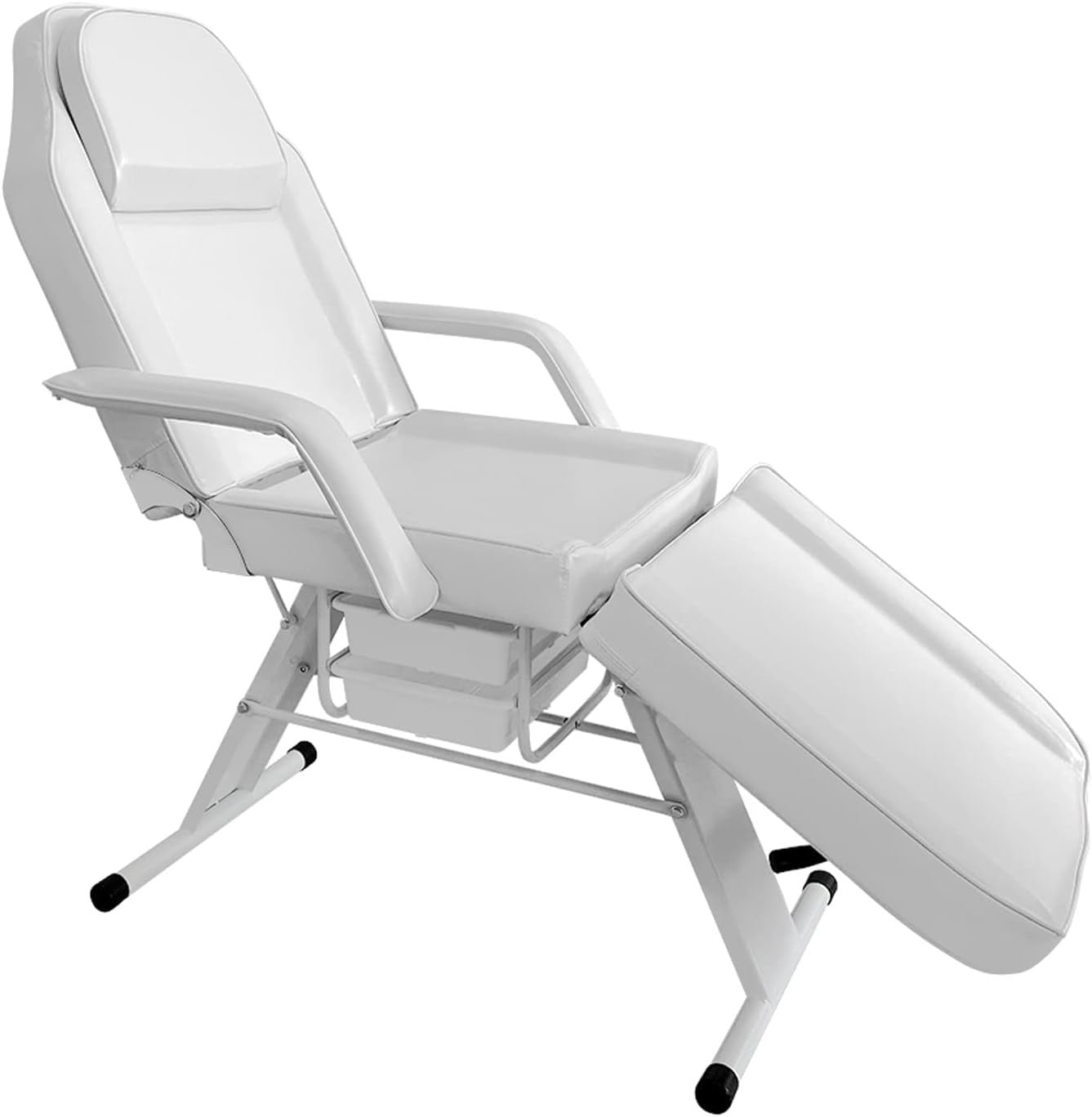 Reclining Massage Table Adjustable Beauty Salon Spa Tattoo Bed w/ Storage White