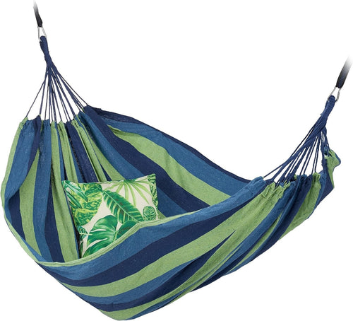 Blue-Green XXL Cotton Hammock for 2 Adults | Portable Indoor & Outdoor 272cm