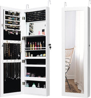 White LED Jewellery Cabinet Wall or Door Mounted Full Length Mirror