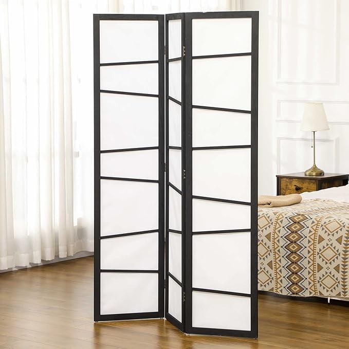 3 Panel Wooden Room Divider 170x120cm White Folding Privacy Screen Partition