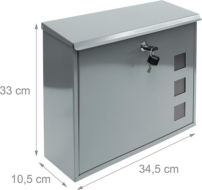 Wall Mounted Lockable Mailbox Silver Metal Letterbox Weatherproof & Secure