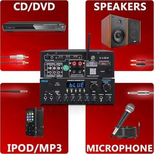 300W Bluetooth Stereo Amplifier HDMI FM USB SD HiFi Receiver w Remote