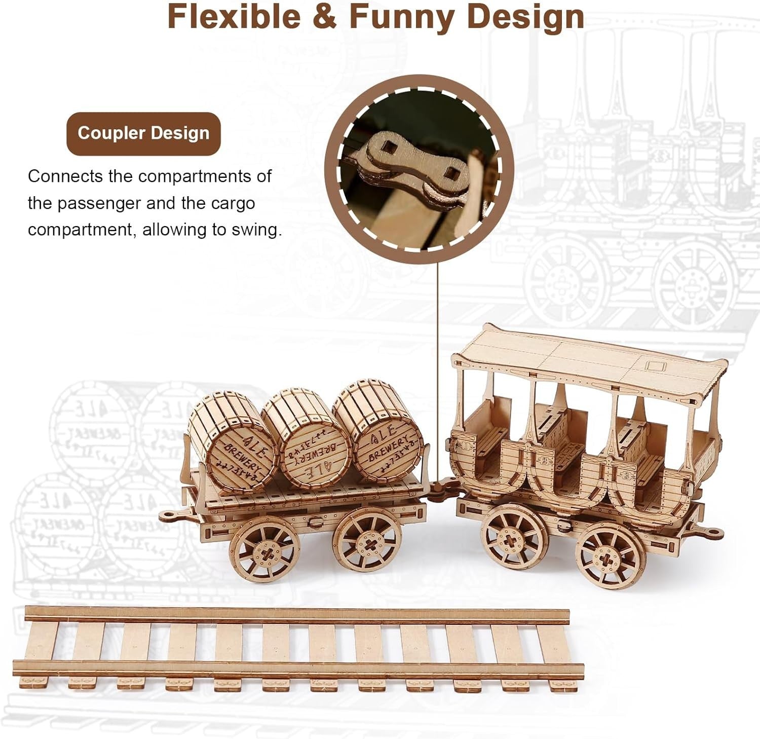 3D Wooden Mechanical Wine Barrel Truck Puzzle – DIY Model Kit, 278 PCS