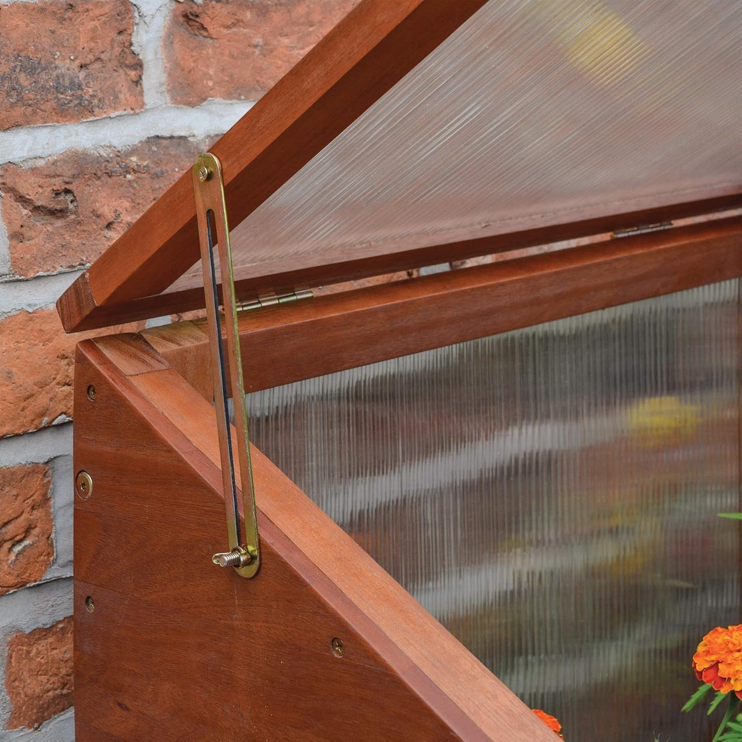 Luxury Hardwood Mini Greenhouse with Shelves & Lifting Roof 120×63×144cm