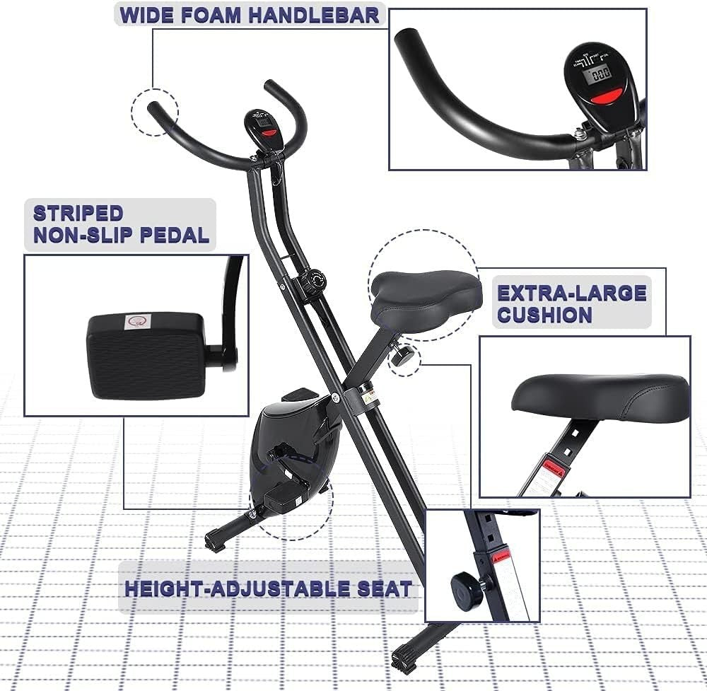 Foldable Magnetic Exercise Bike w/ LCD Monitor, Adjustable Resistance & Compact