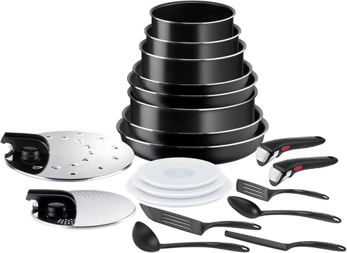 20pcs Non Stick Pots & Pans Cookware Set Stackable Easy Clean Removable Handle