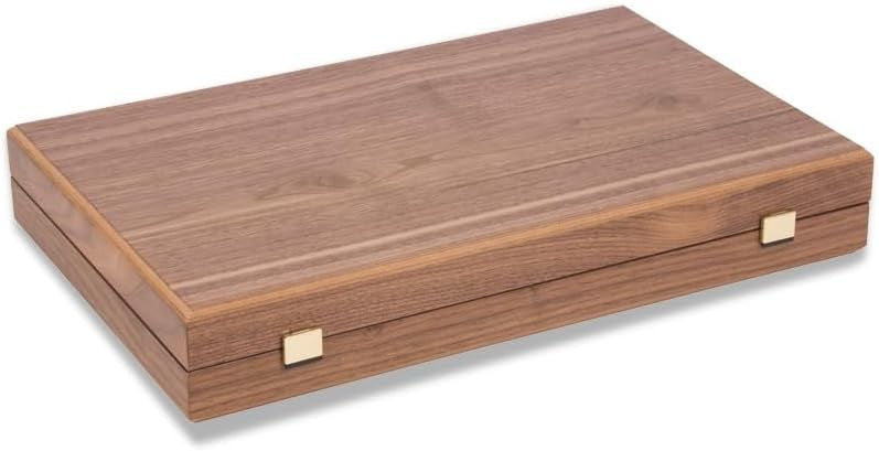 Large Walnut Backgammon Set Luxury Wooden Foldable Board Game 48cm