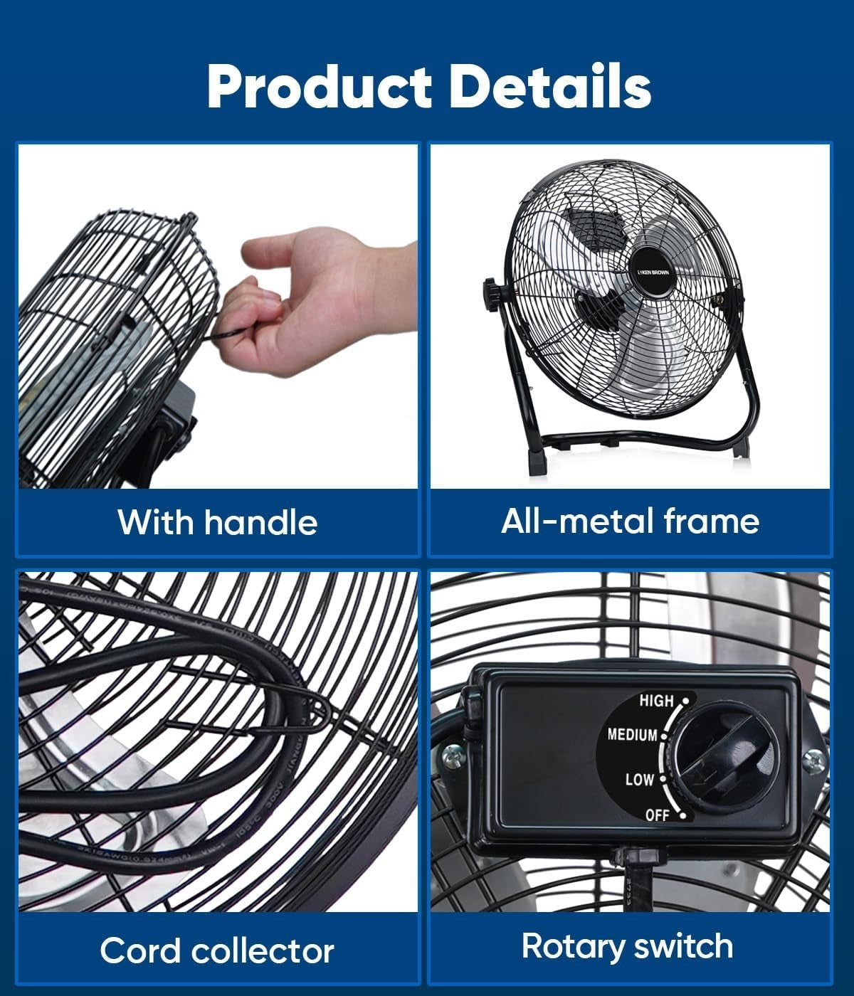 Black 6-Inch USB Desk Fan – 3-Speed Quiet Metal Cooling Fan for Office & Home