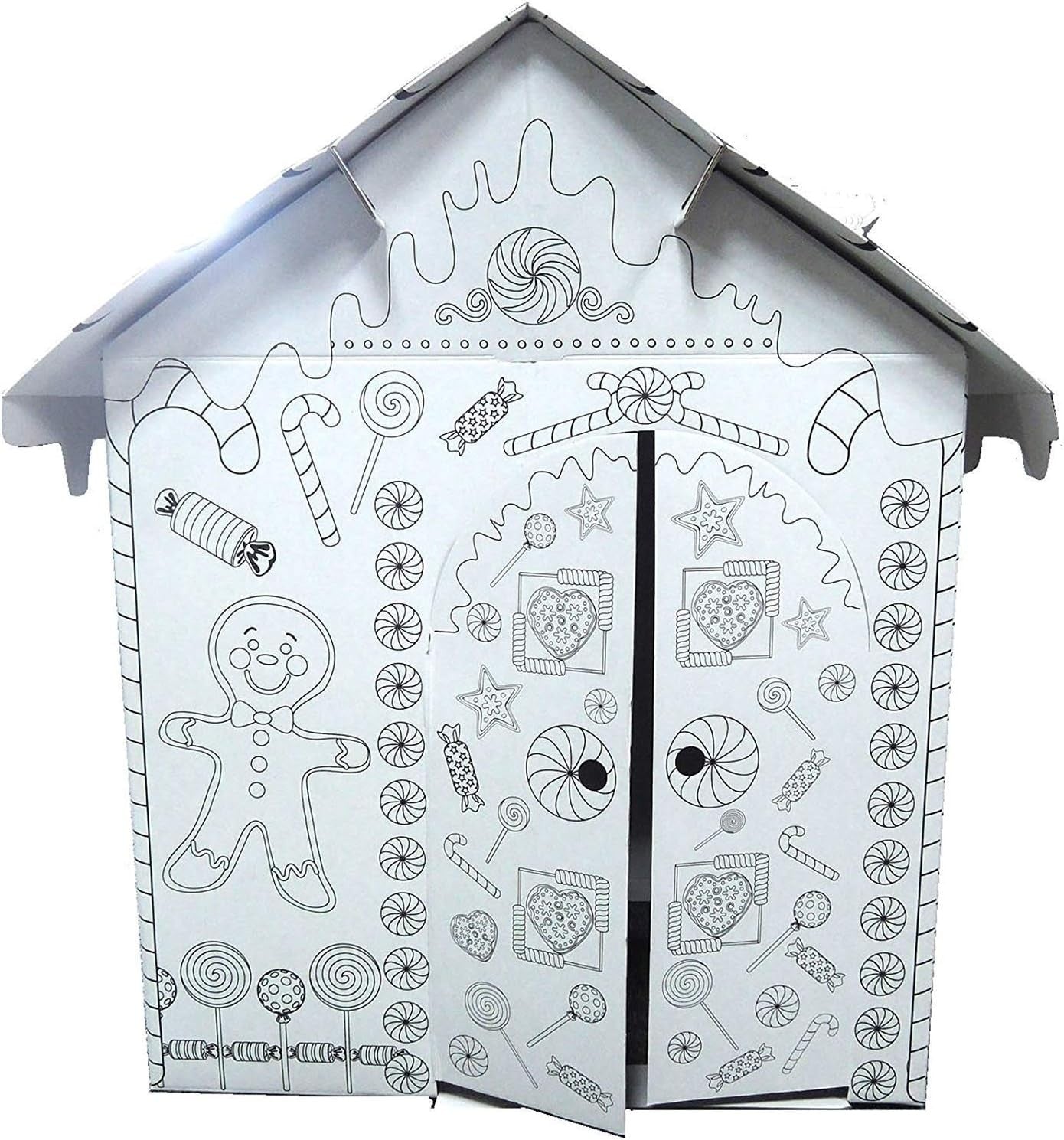 Kids Cardboard Playhouse Colour Your Own Gingerbread Wendy House