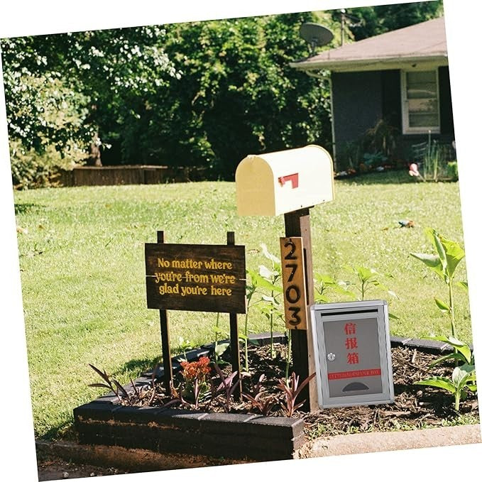 Lockable Wall Mount Mailbox Large A5 Capacity Durable Silver Post Box Outdoor