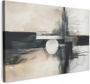 Abstract Grey White Canvas Wall Art 60x40cm Framed Modern