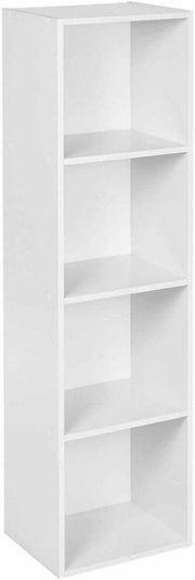 White 4-Tier Wooden Bookcase Storage Shelf Unit Tall Display Organizer Modern