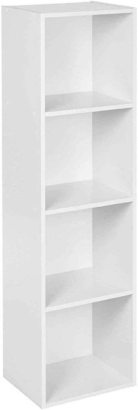 White 4-Tier Wooden Bookcase Storage Shelf Unit Tall Display Organizer Modern