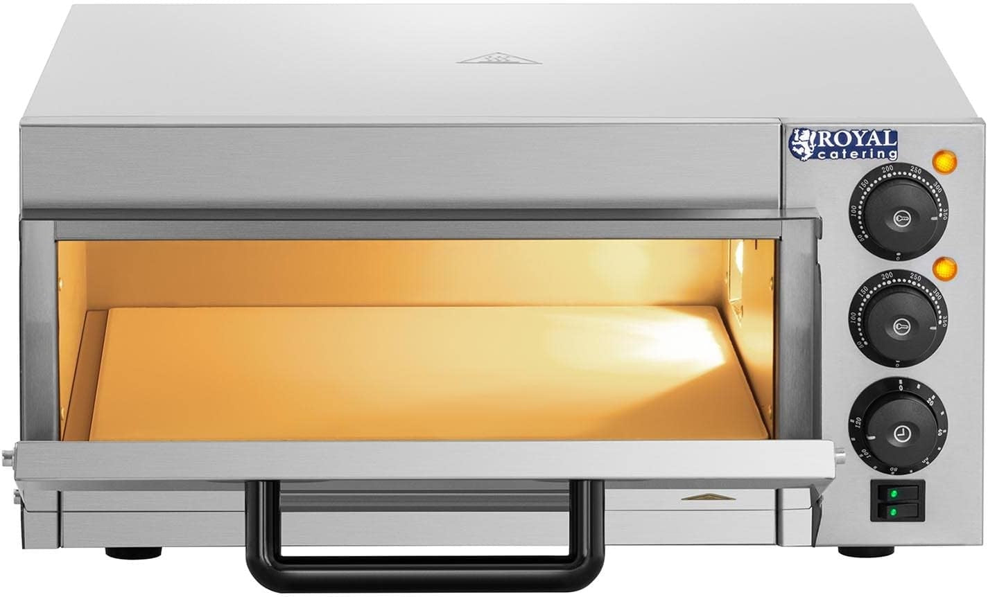 Electric Pizza Oven 2000W Fireclay Stone Large 40cm Surface Timer 120min