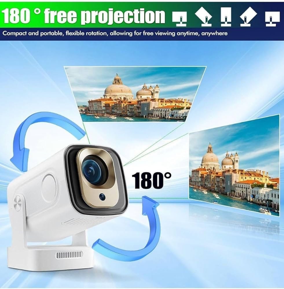 Native 1080P WiFi Android Smart Projector 12000 Lumens Portable Home Theater