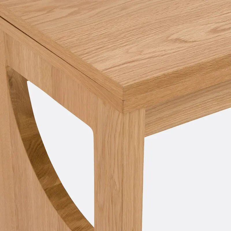 Folding Oak Console Table 130cm Veneer MDF Dining Desk Space Saver