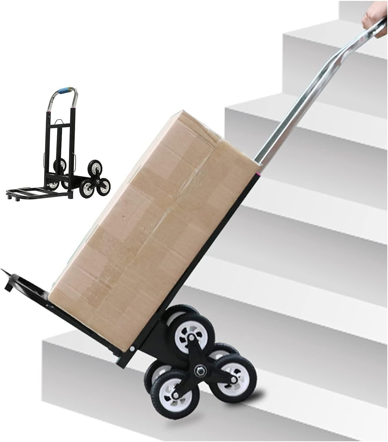 Stair Climbing Hand Truck 100kg Folding 6 Wheel Portable Trolley