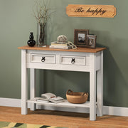 White Pine Wood Console Table with 2 Drawers & Shelf – Stylish & Sturdy