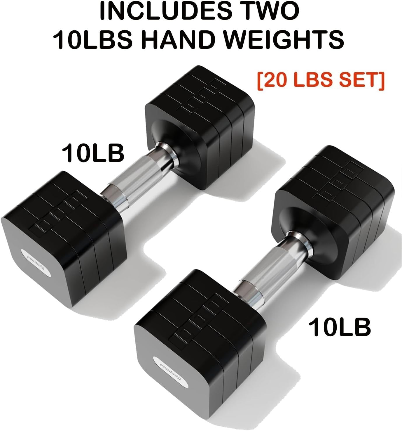 20LB Adjustable Dumbbells Pair 4-in-1 Anti-Roll Free Weights Home Gym