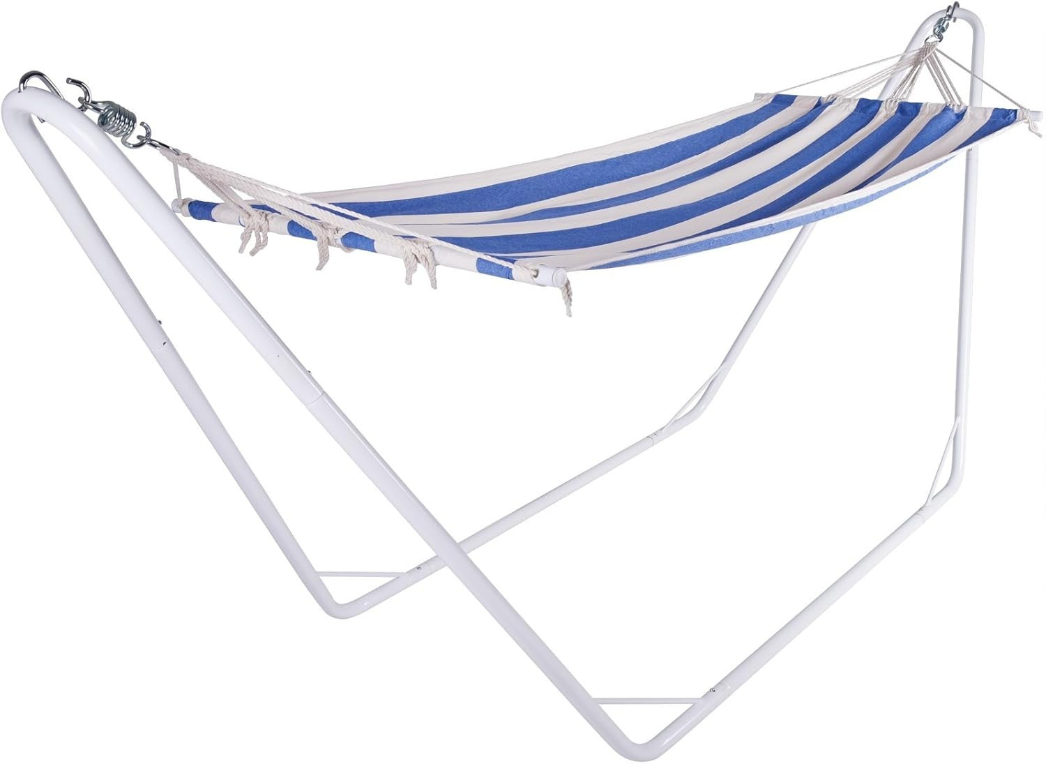 Blue Outdoor Hammock with Metal Stand | 1 Person 150kg Capacity | 200x80cm