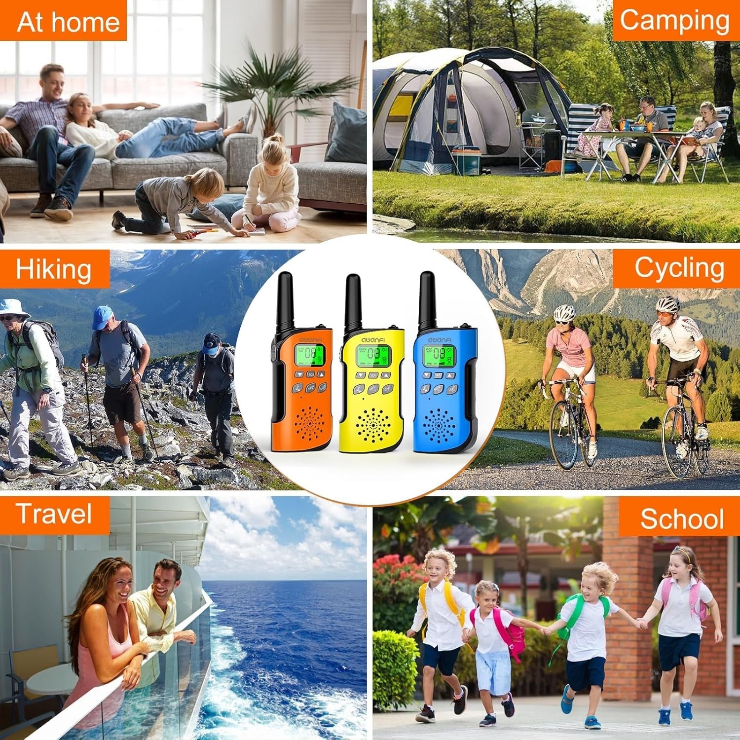 Kids Walkie Talkies 3 Pack Rechargeable VOX USB-C Long Range Radios