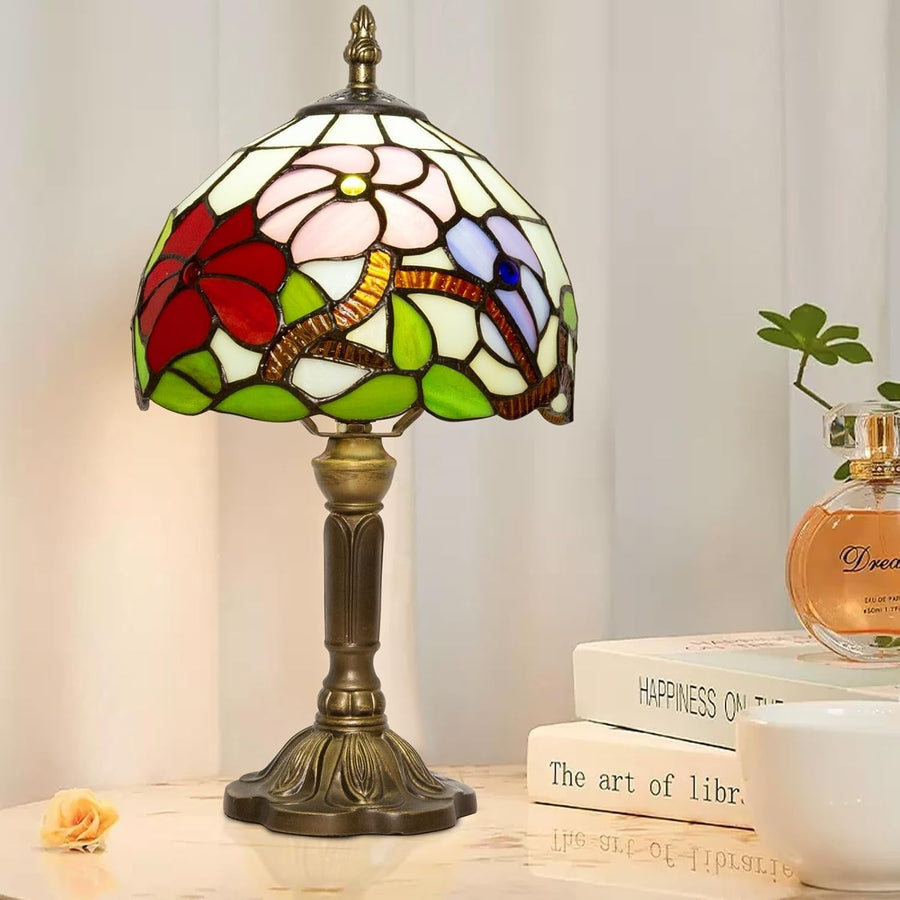 Vintage Tiffany Table Lamp with 3-Color Dimmable LED | Elegant Bedside Light