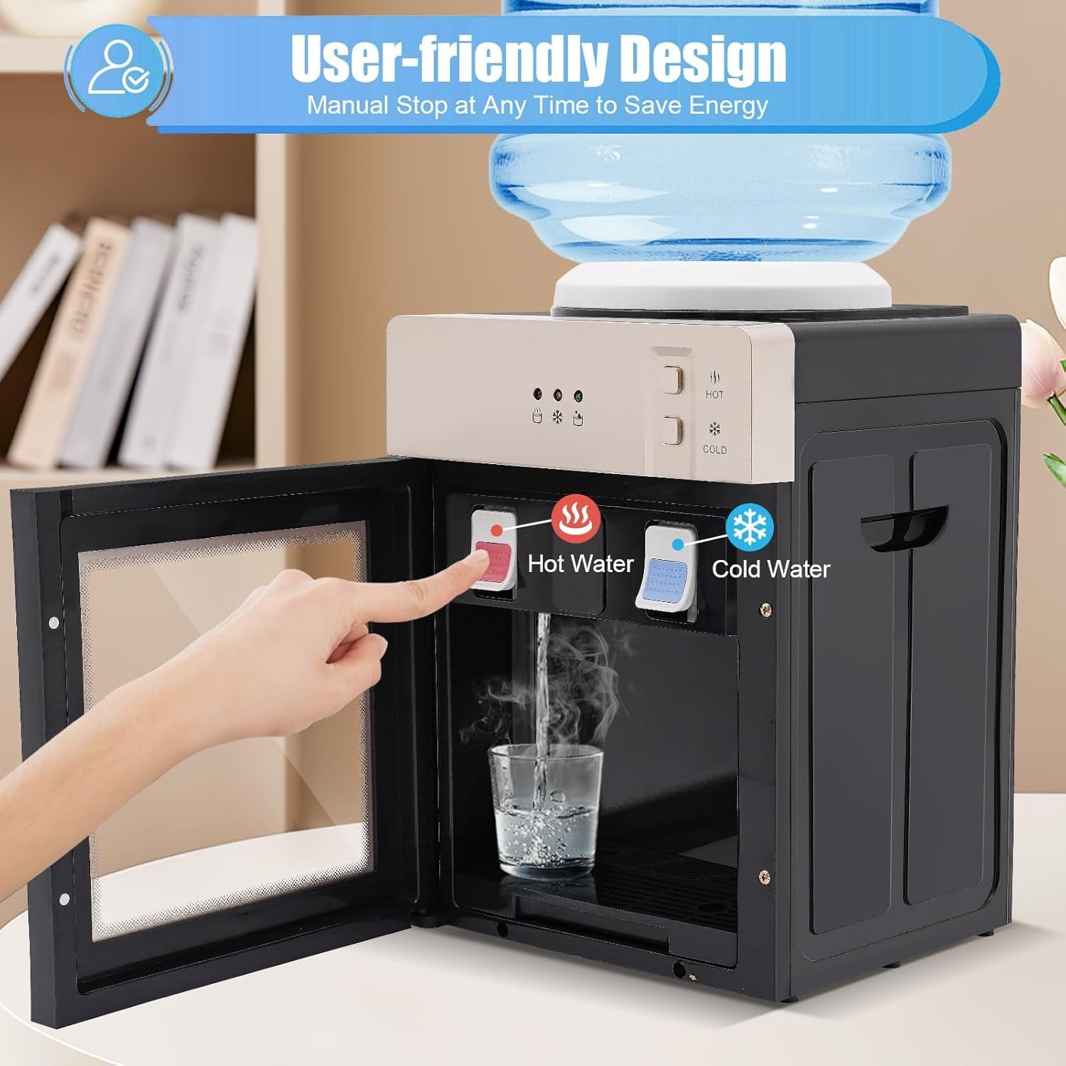 Hot Cold Water Dispenser 3/5 Gallon Top Loading Countertop Chiller