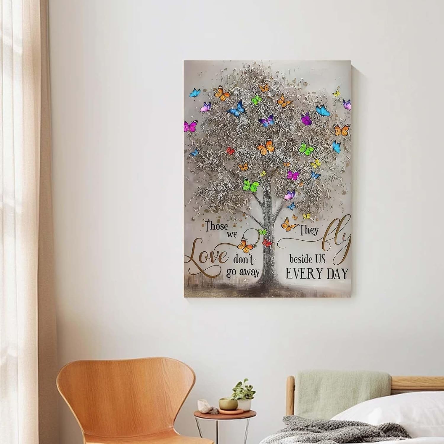 Memorial Tree Butterfly Canvas Wall Art 12x16 Framed Inspirational Print