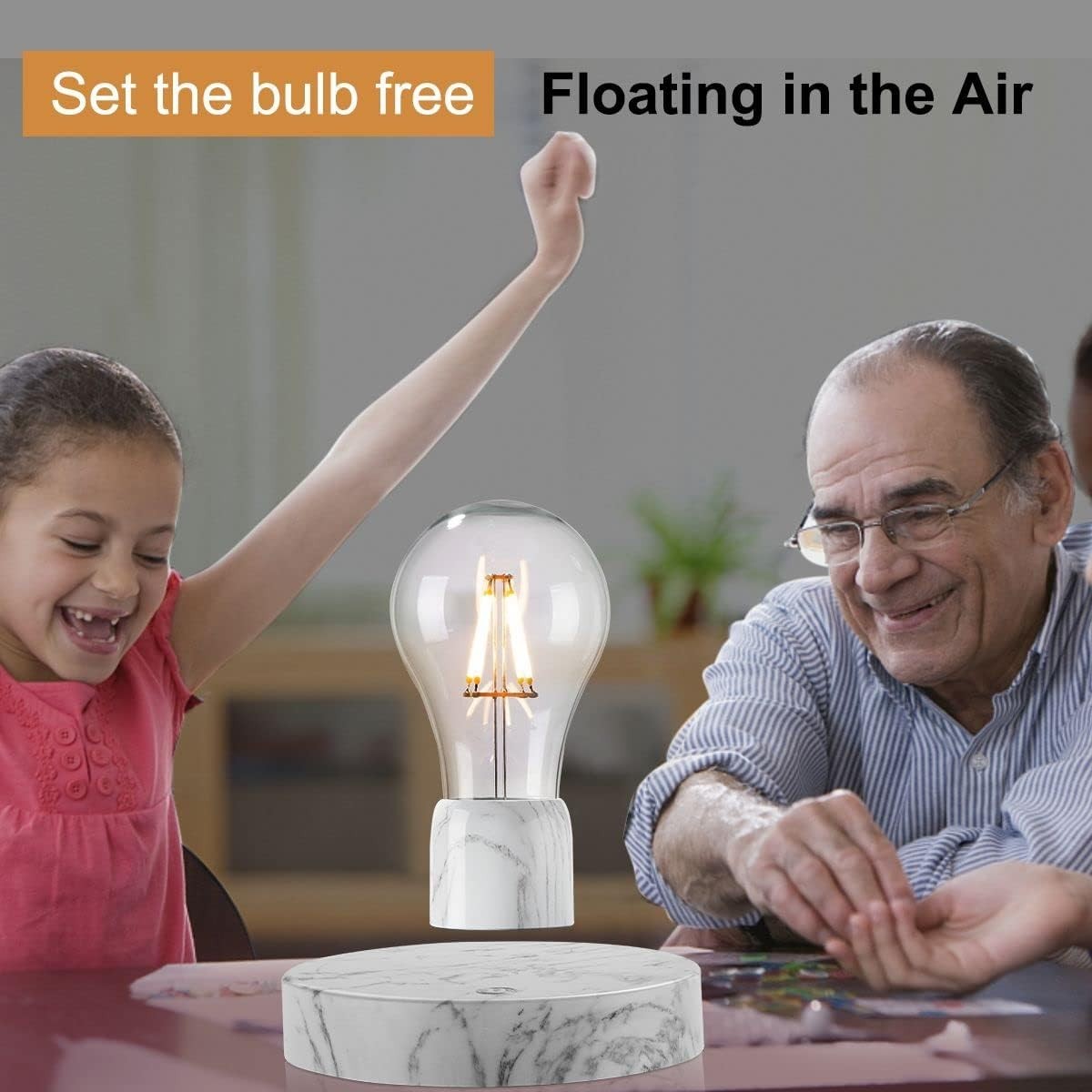 Levitating LED Light Bulb, Floating Magnetic Desk Lamp, 360° Touch Control