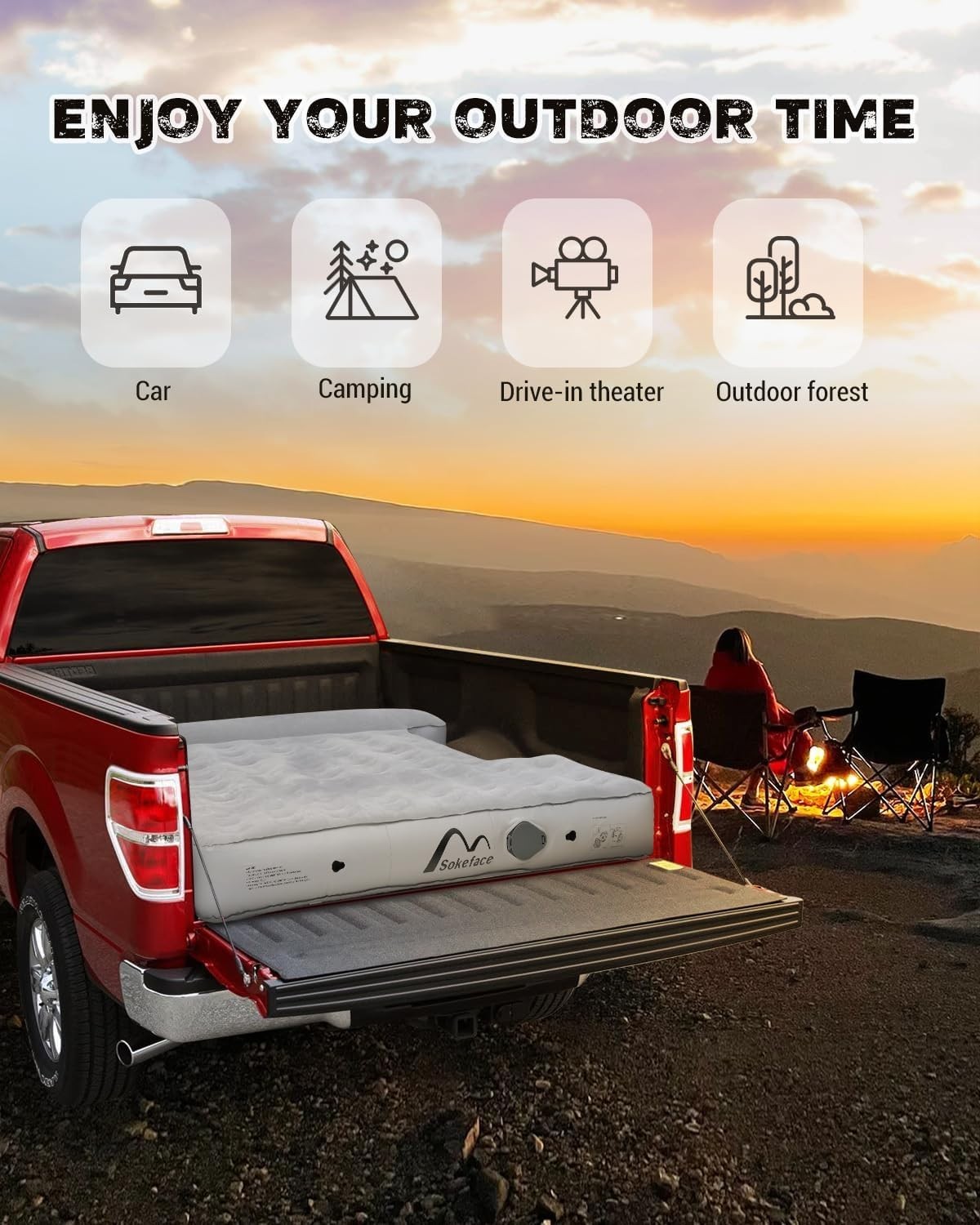 Heavy-Duty Truck Bed Air Mattress 5.5-5.8ft Inflatable Camping Bed