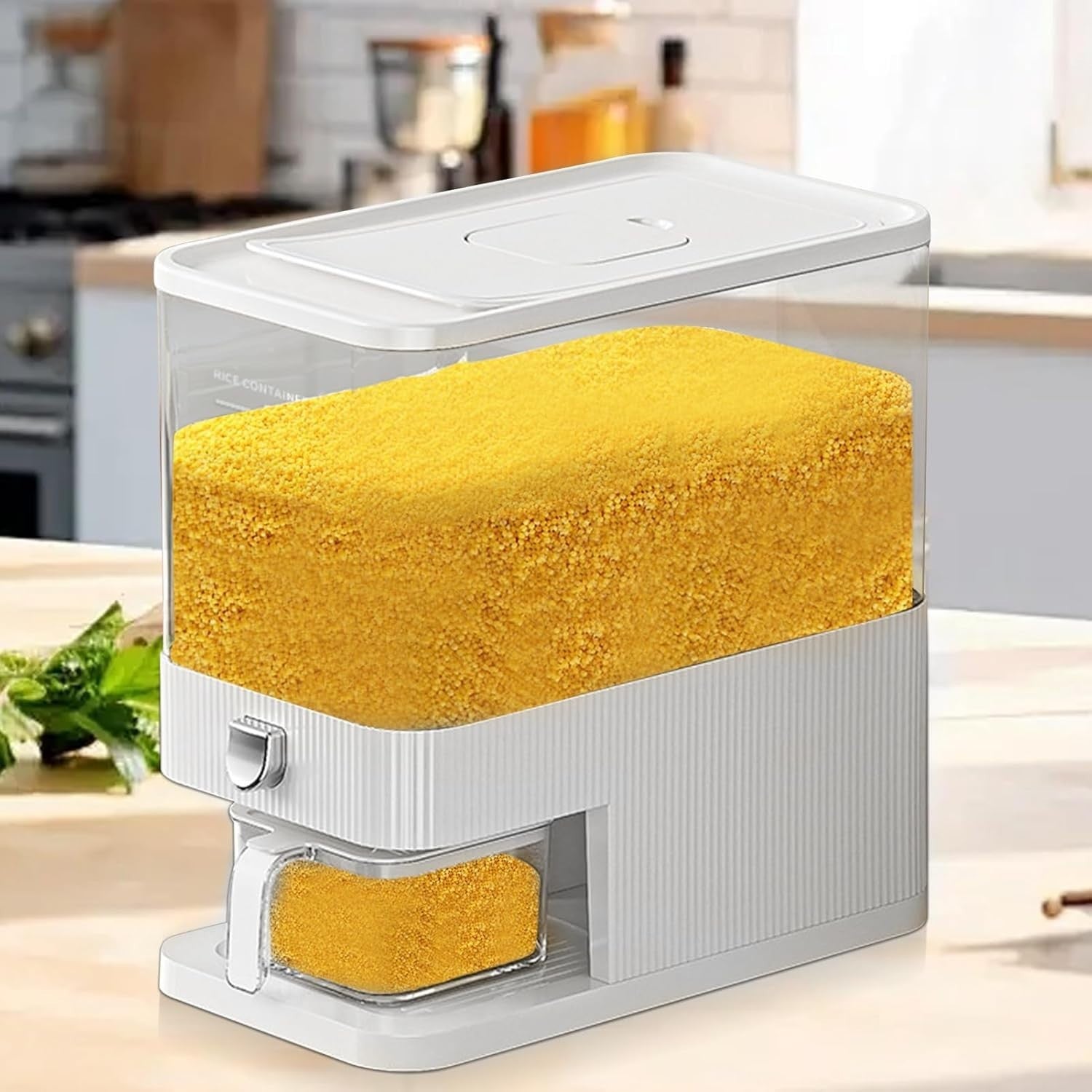 5kg Rice Dispenser Airtight PP Grain Storage w Measuring Cup