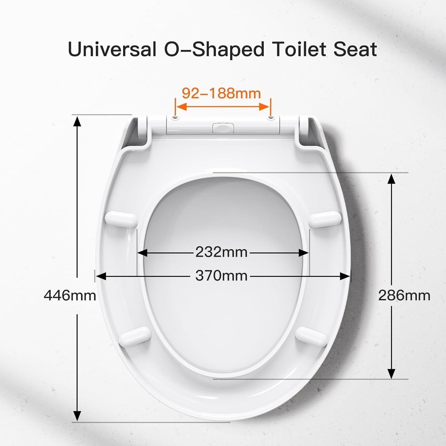 Soft Close Toilet Seat Quick Release Top Fixing O Shape White 44x37cm Adjustable