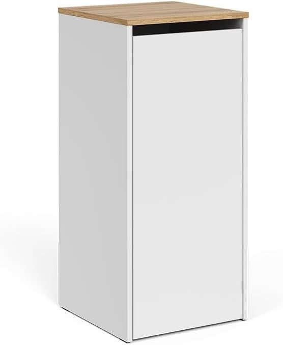 Bathroom Laundry Cabinet With Tilt Out Basket Slim Storage Unit White Wood