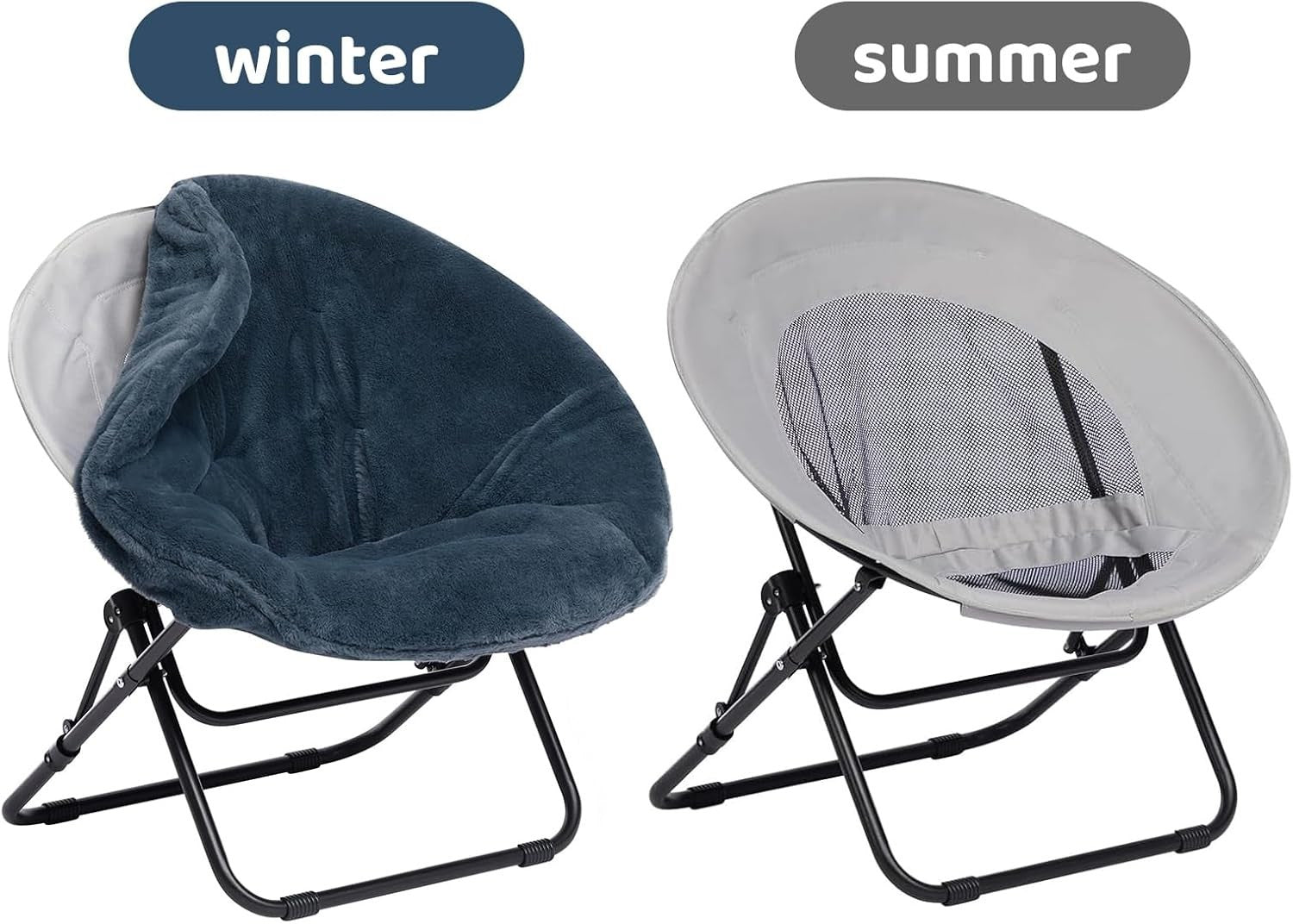 Foldable Plush Saucer Chair – Comfy Moon Armchair for Living Room & Bedroom