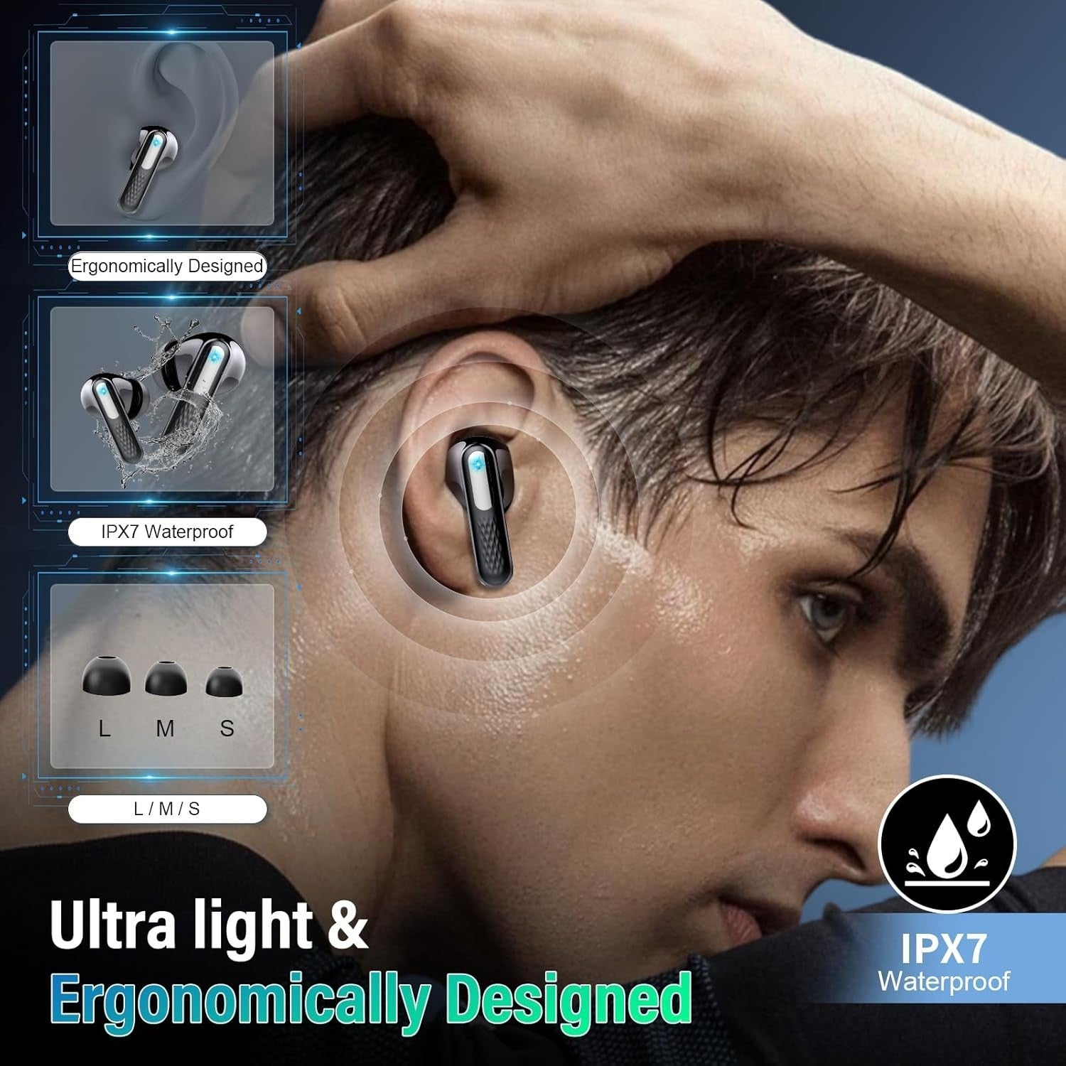 Bluetooth 5.4 Earbuds Touchscreen ANC ENC HiFi Wireless Headphones 48H