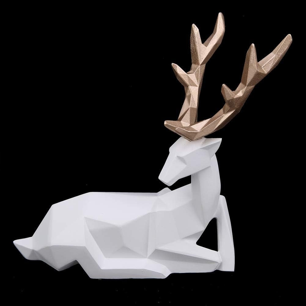 White Reindeer Ornament Set 2PCS • Modern Deer Statues Resin Home Decor Gift