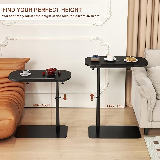 Adjustable C Shaped Laptop Side Table 360 Swivel Slide Under Sofa Bed